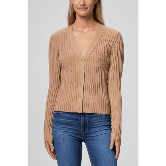 NEW PAIGE shirin cardigan in dark camel - Picture 1 of 2